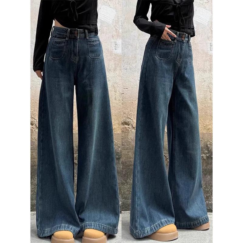 

Plus Size Retro High-Waist Straight-Leg Wide Jeans for Women 3XL