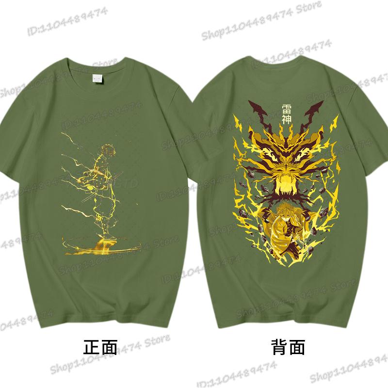 Demon Slayer T Shirts Anime Agatsuma Zenitsu Vintage Cotton Comfortable T-shirts Casual Loose T Shirt Male Female Streetwear