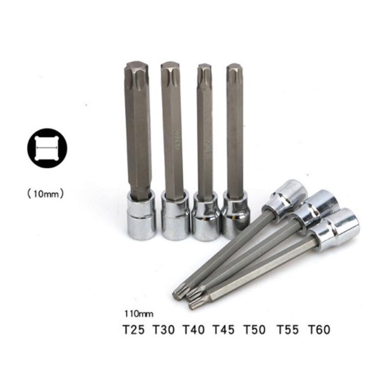 A84E-7Pcs/Set 3/8 Inch Socket Tool Set Drive Extra Long Torx Star Bit Sockets Set T25 T30 T40 T45 T50 T55 T60 Hand Tools