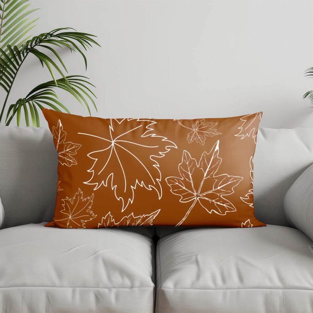 Home Decor Autumn Maple Leaf Pattern Pillow Suitable For Sofa Bedroom Car Pillow Cover Cushion Rectangular Back Cushion