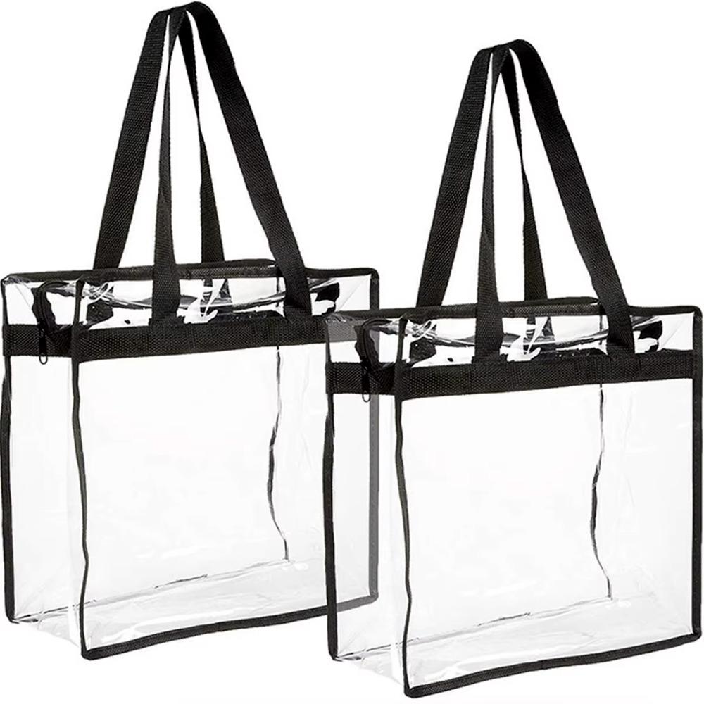 Simple Transparent Shoulder Bag Large Capacity PVC Lunch Bag with Zipper Tote Bag