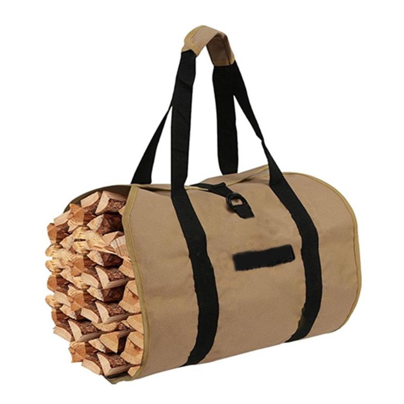 Spacious Outdoor Firewood Bag Waterproofed Oxfords Materials Reinforced Handle Easyly Clean Camping Gear