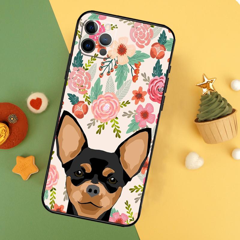Chihuahua Face Floral Dog Case For iPhone 13 12 Mini 11 14 16 15 Pro Max 7 8 Plus X XR XS Max Back Cover