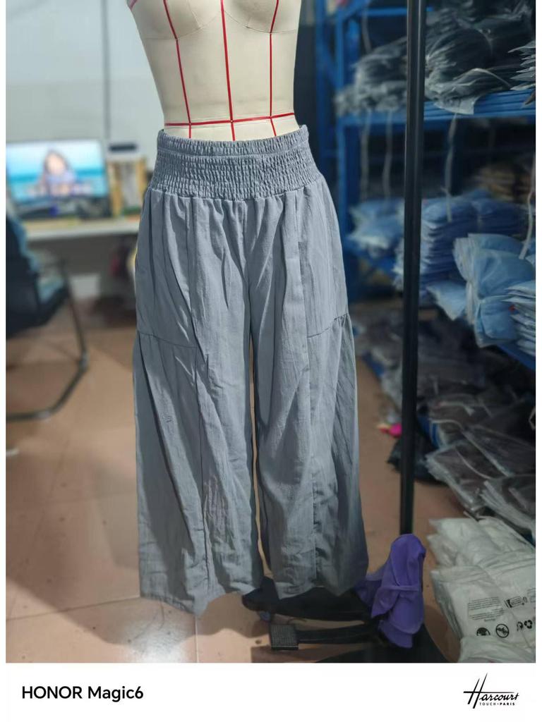 European and American Fashion Casual Women's High-Waisted Wide-Leg Pants with Pockets