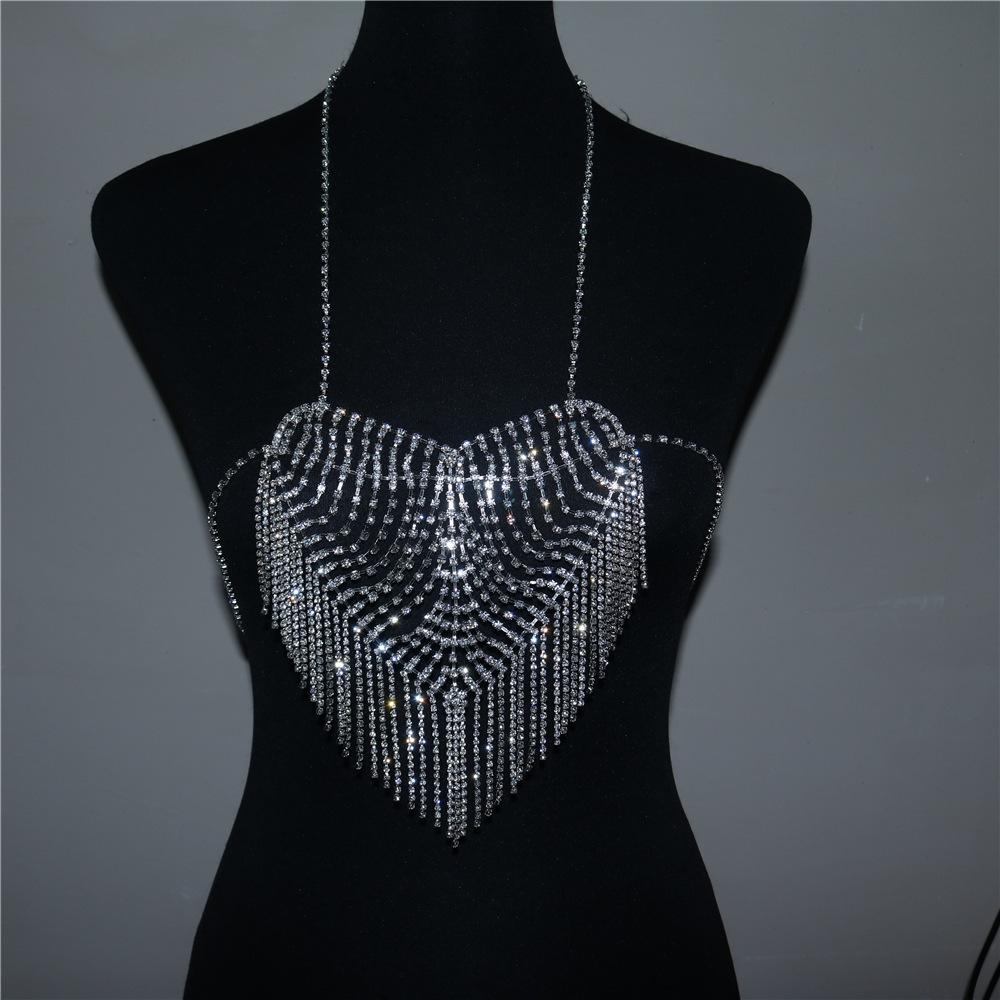 Luxury Heart-Shaped Rhinestone Back Chain, European And American Fashion And Sexy Body Chain Accessories Back Chain