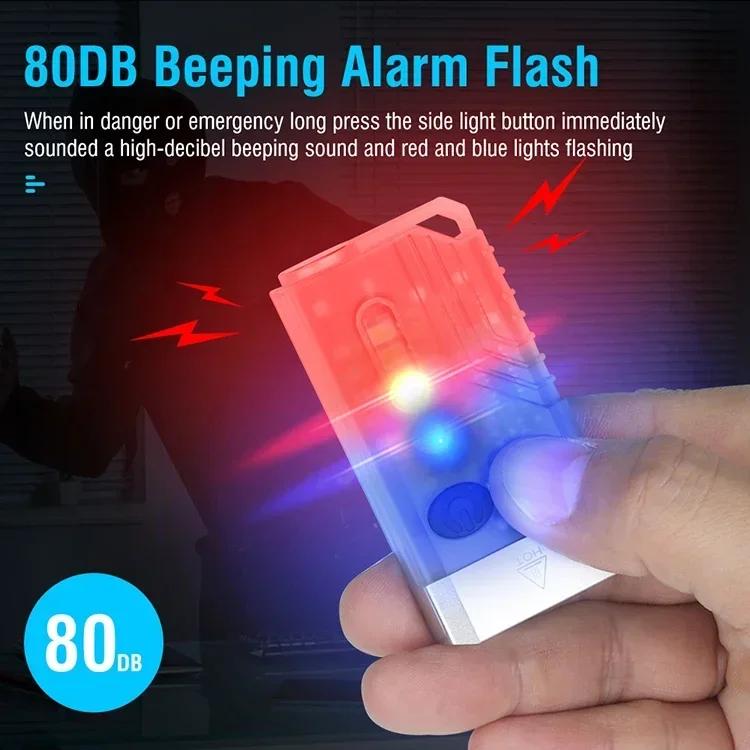 KDULIT V10 EDC Keychain Flashlight Portable Mini Torch Type-C Rechargeable Work Light With Magnet UV Beep Camping Pocket Lantern