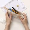 Solid Color Large Capacity Pencil Case Portable Stationery Organizer Storage Bag  School