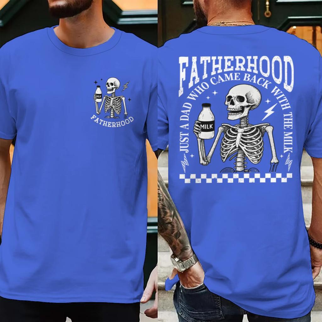 Retro Fatherhood Skeleton Unisexs TShirt Funny Dad Graphic T Shirts Fatherhood Design Casual Wear Fathers Day Vintage T Shirts