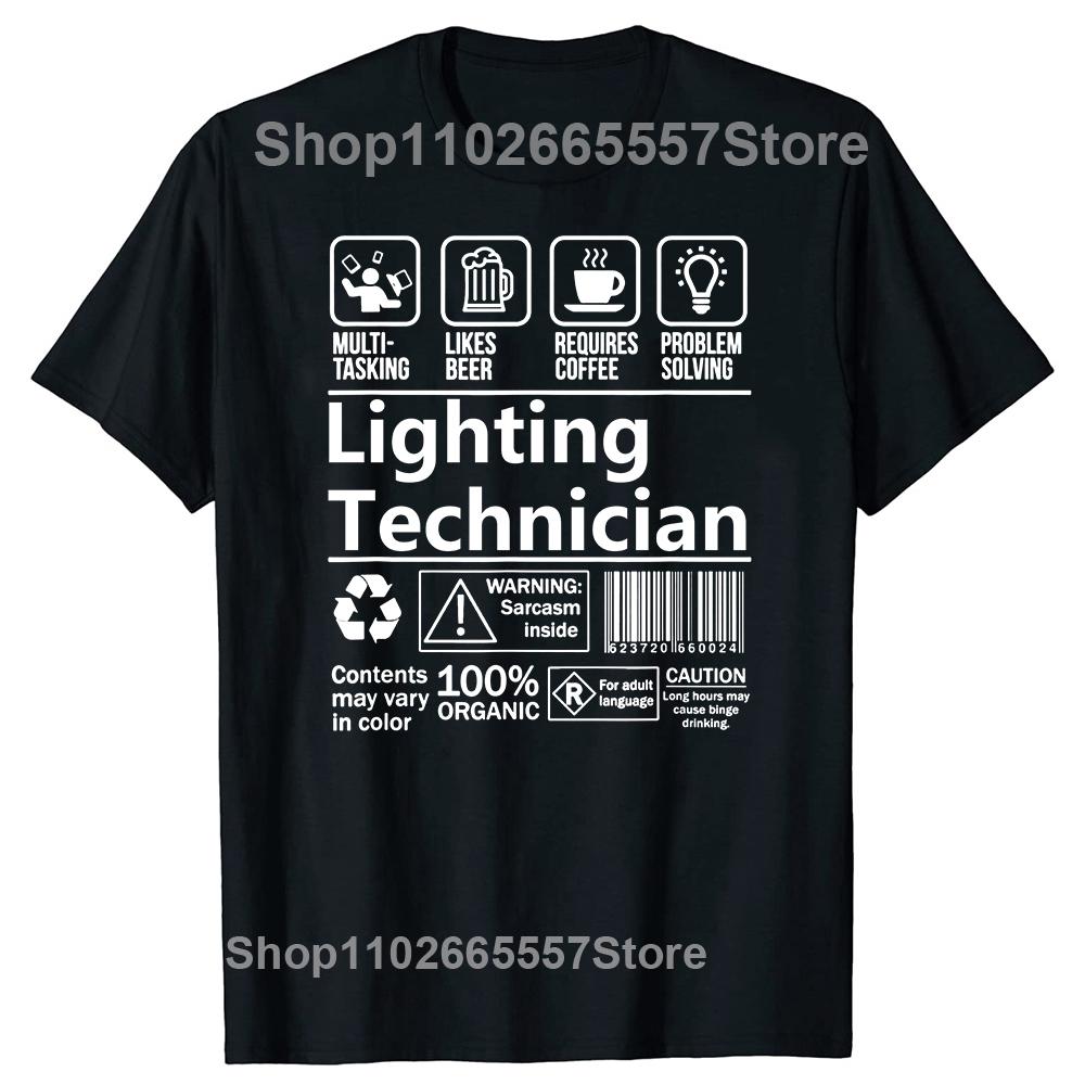 Funny Lighting Technician Multitasking T Shirts Graphic Cotton Streetwear Short Sleeve Birthday Gifts Summer Beer Coffee T-shirt