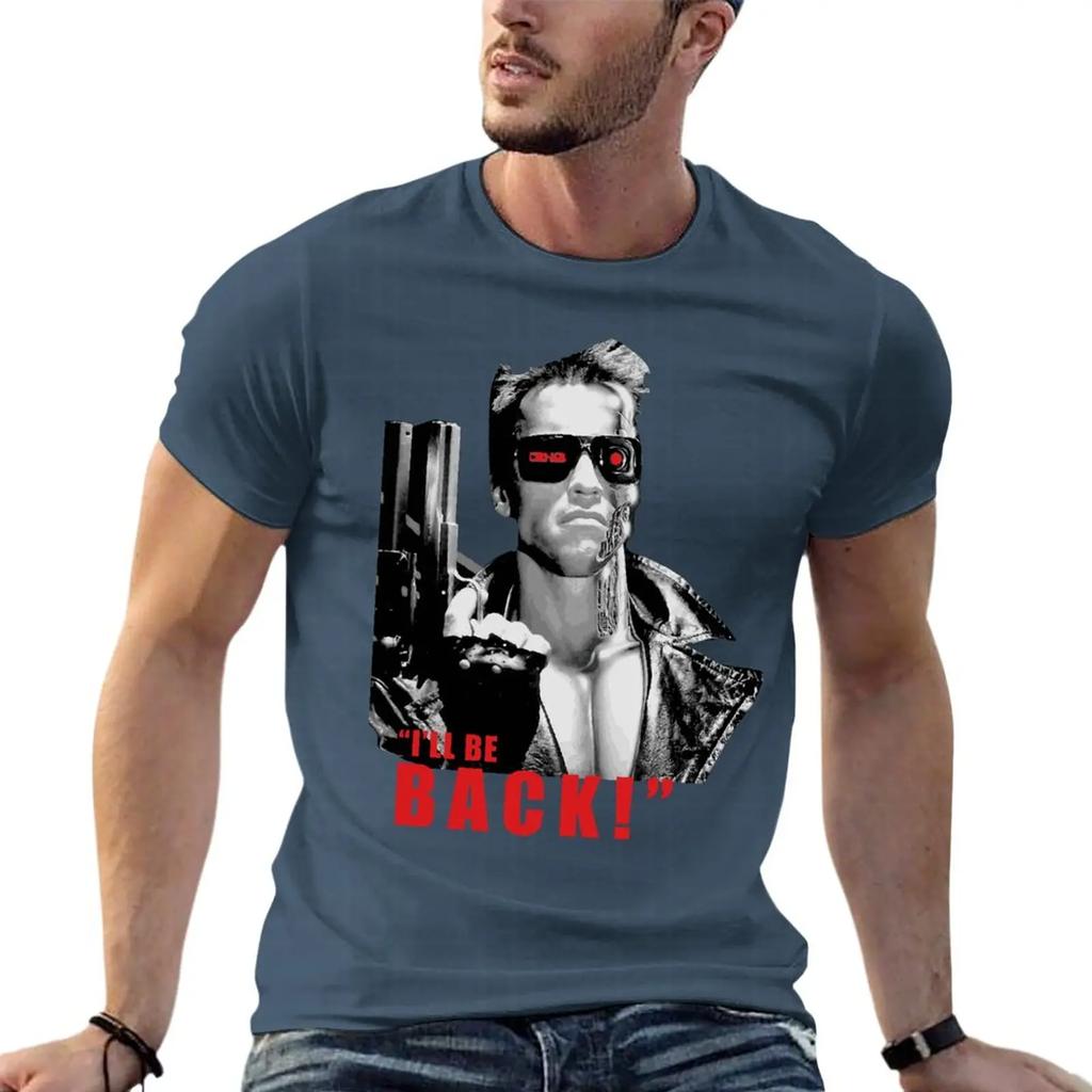 Terminator ILl Be Back Arnold Oversize T Shirt For Men Clothing 100 Cotton Streetwear Big Size Top Tee