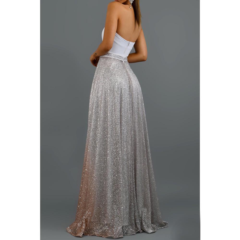 Women Sexy  Hot Stamping Strapless Sleeveless Long Party Elegant Dress