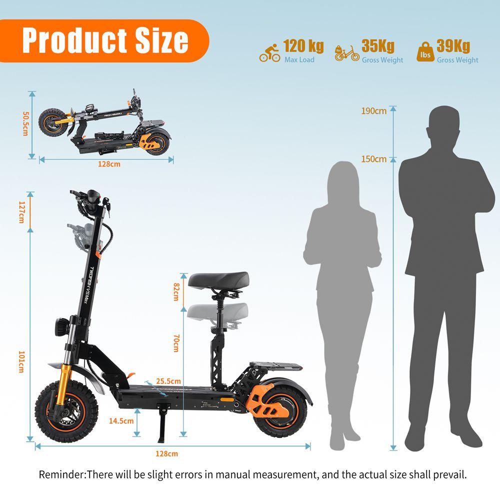 Twofish V5 Max Electric Scooter 11" Tire 1000W Peak Motor Urban Commuter E-scooter With Seat 48V 18AH Dual Disc Brakes Max Load 120Kg