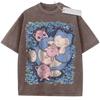 T Shirt Sports T Shirt Short Sleeve T Shirt Purple Unisex Pure Cotton Washed Vintage Pokemon Anime Jigglypuff Snorlax Print
