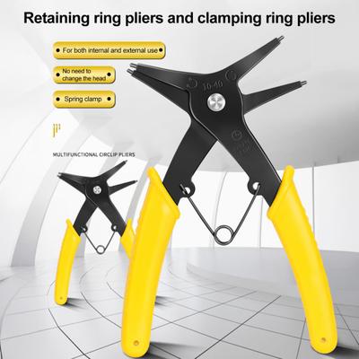 Retaining Ring Pliers with Ergonomic Grip Handle Portable Multifunctional 2-in-1 Dual-purpose Snap