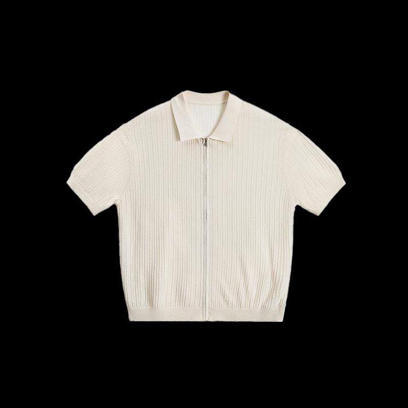 HAUT TON Men's Old Money Style Knitted Short Sleeve Polo Shirt