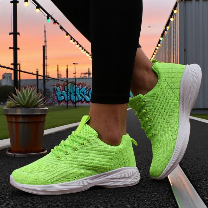 Women'S Knitted Mesh Sneakersfashionable Lace Up Casual Single Shoes Trendy Comfortable Breathable Walking Shoes Daily Use