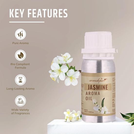 Aromahpure Jasmine Aroma Oil | 100ml Undiluted & Natural | Long-Lasting Scent for Aromatherapy, Candle & Soap Making, Diffusers