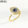 SMJEL Fidget Spinner Ring Anxiety for Women Crystal Demon Eyes Anti Stress Rings Flower Planet Sun Rotating Jewelry Wedding Gift