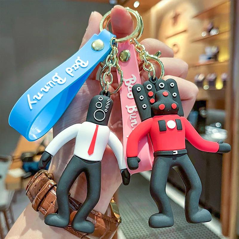 Portachiavi Cuphead Anime Cartone Animato Figure Mugman Bambola Uomo Toilette Skibidi Portachiavi Ciondolo Portachiavi Auto Giocattoli per Bambini Regali di Natale