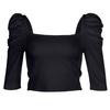 Spring Comfortable Women Unique Design Square Color Solid Color Charming Sense  Shirts Puff Sleeve Tops