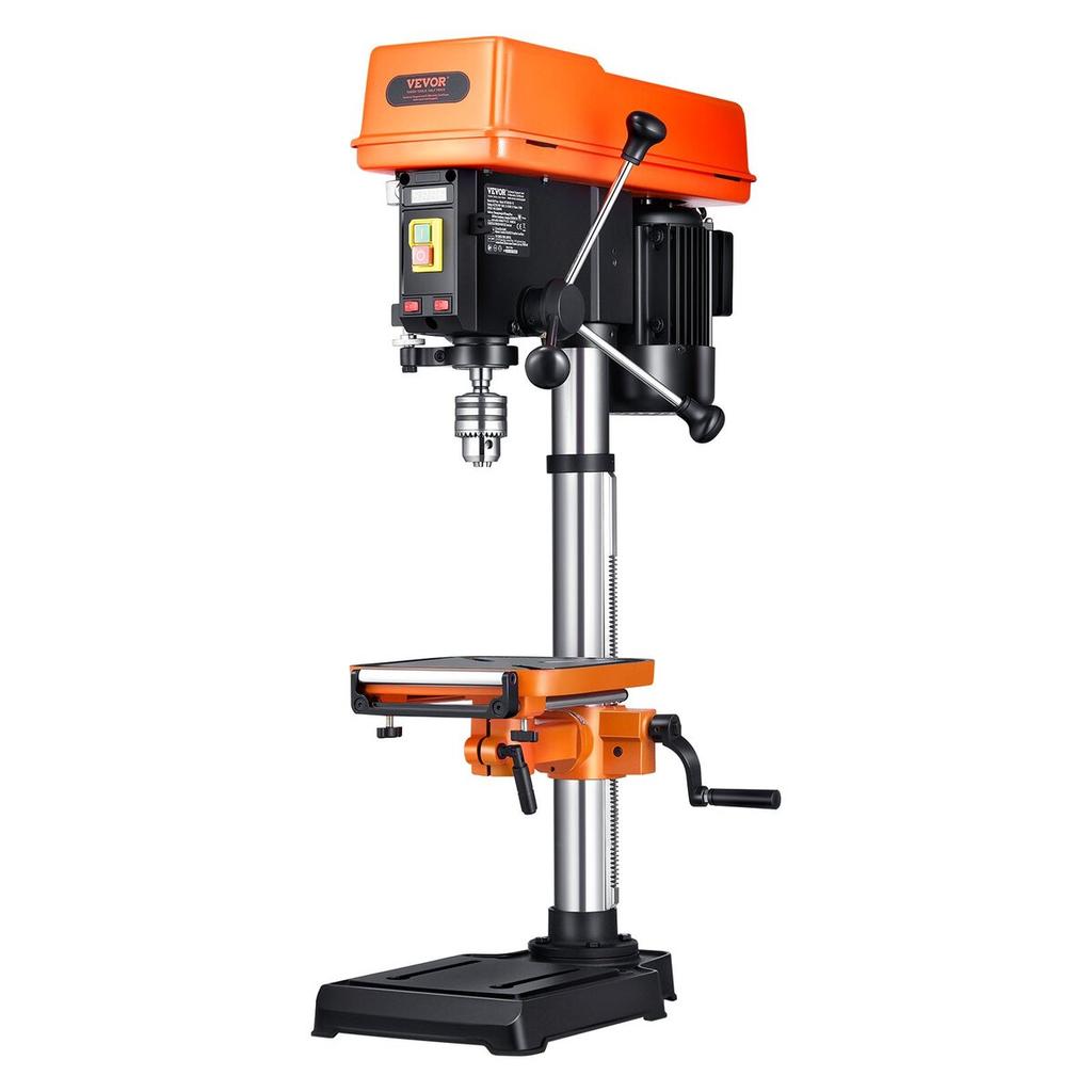 304.8 Mm Benchtop Drill Press, 750W, 340-2200 RPM Variable Speed Bench Drill Press, with 0-45° Tilting Worktable, LED Work Light, X-ray Positioning,