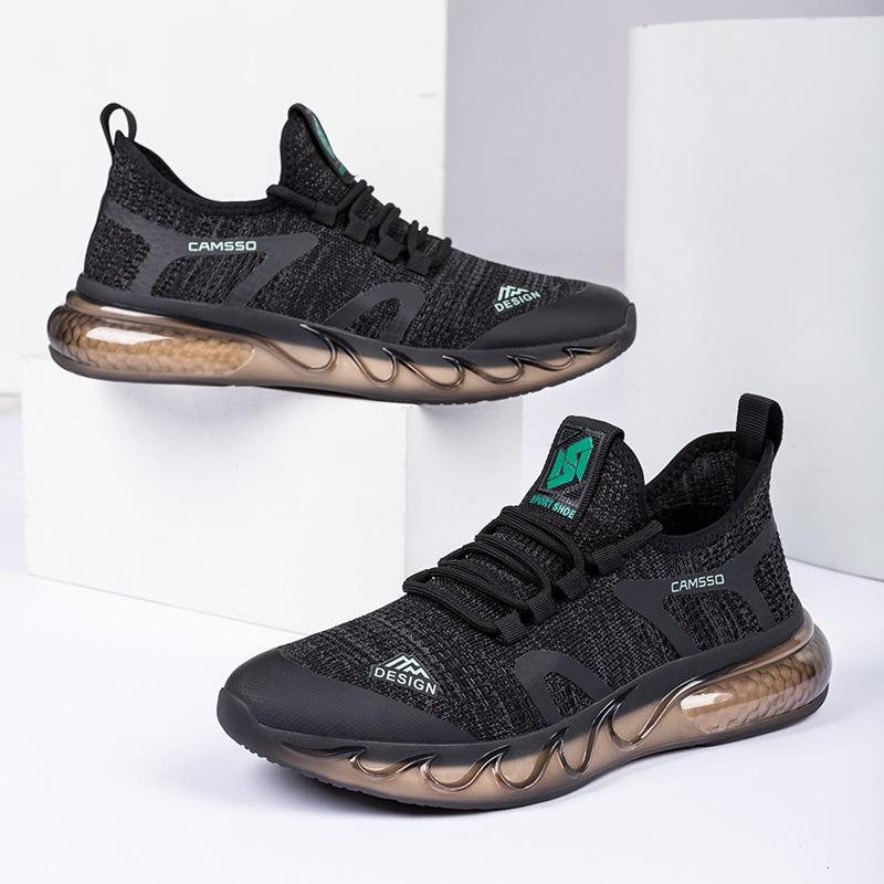 Sneakers Men's new sports and leisure shoes Men's breathable fly-woven shock-absorbing popcorn
