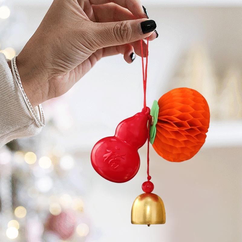 14cm DIY Accessories Cute Bell Design New Year Home Decor Gift of Blessing Gourd Design Auspicious Pendant Multi-Color