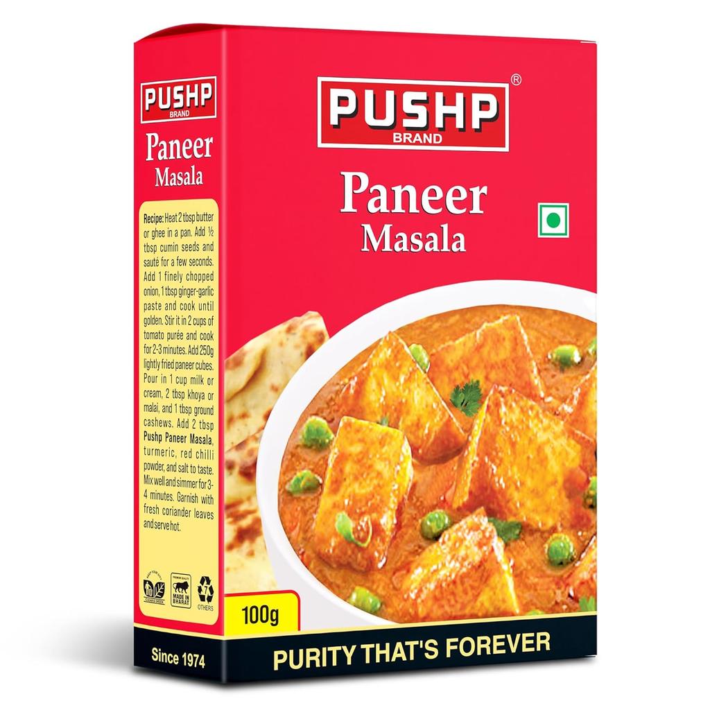Pushp Paneer Masala Premium Indian Spice Blend For Authentic Vegetable Dishes Pack Of 1 100g Flavorful Cooking Seasoning