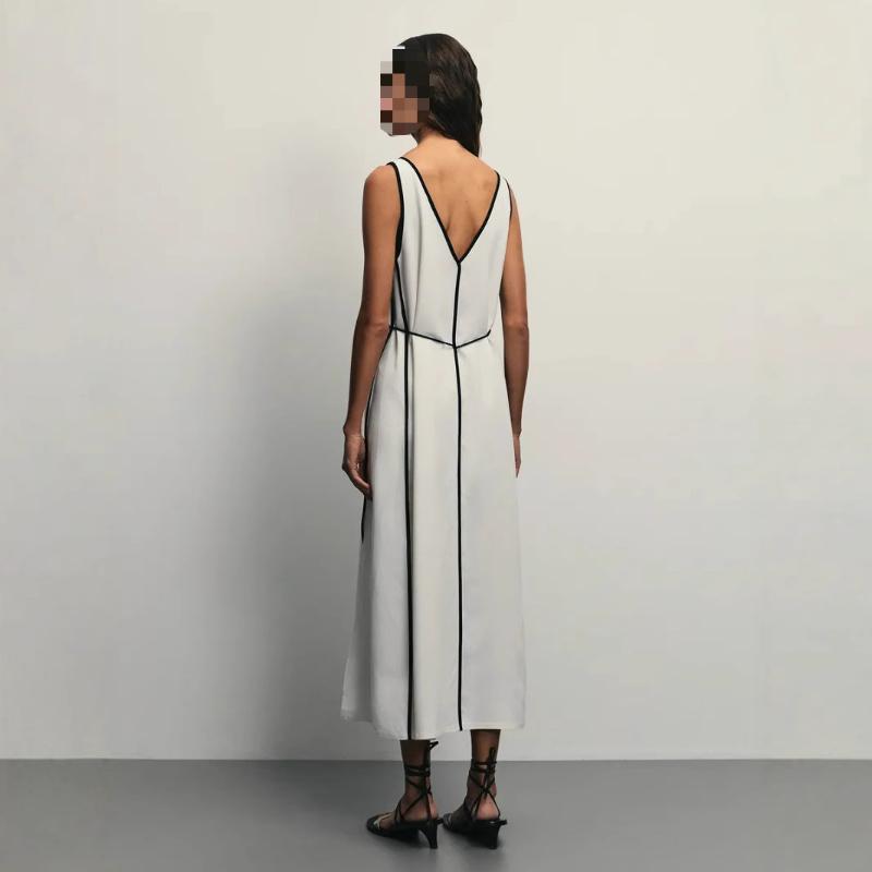 European and American summer A-line vest U-neck one-step skirt