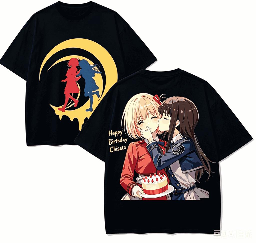Lycoris Recoil Anime Lover T-shirt Harajuku Cotton New Model High Street Retro Oversized Unisex