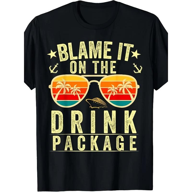 European sizes Blame it on The Cruise Package Cruise Themed T-Shirt - Pure Retro Cruise Ship & Waves Print S