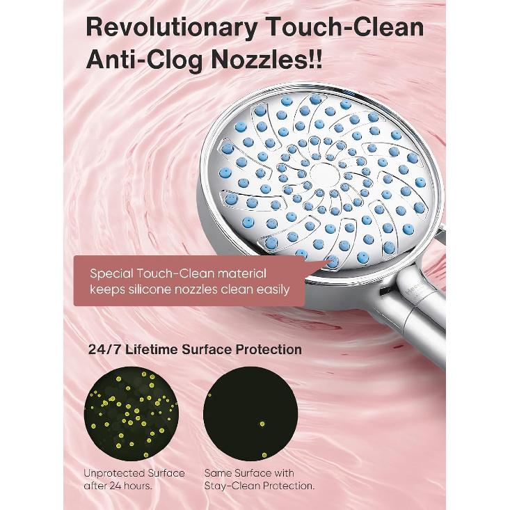 Filtered Shower Head with Handheld, High Pressure 7 Spray Mode Showerhead with Filters, Water Softener Filters for Hard Water - Remove Chlorine -
