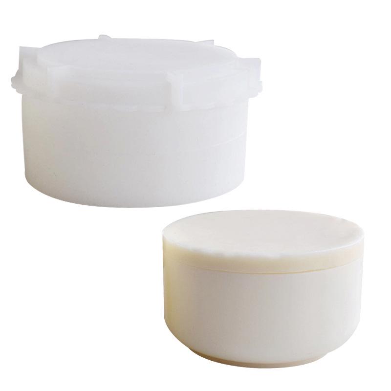 תבנית סיליקון עגולה לכוס נר עם מכסה, קופסת אחסון ומראה אפוקסי שרף, עשה זאת בעצמך צמנט, גבס, ארומתרפיה