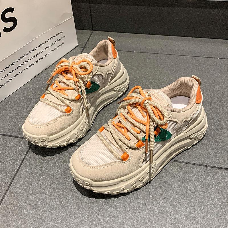 Lightweight shoes shock-absorbing running soft-soled sneakers for women's new spring versatile thick-soled mesh dad shoes for women