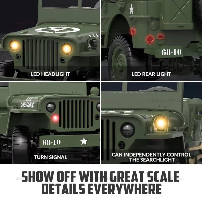 C8815 RC Crawler Truck 4WD Off Road Climbing Car 1941 Military 1:10 Design RTR Remote Control Vehicles Toy for Kids Adults Gifts