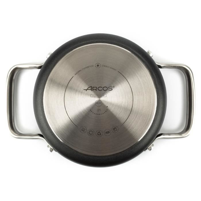 ARCOS Samoa - Faitout Anti-Adhésive en Aluminium Forge avec Couvercle en Verre (16 mm)