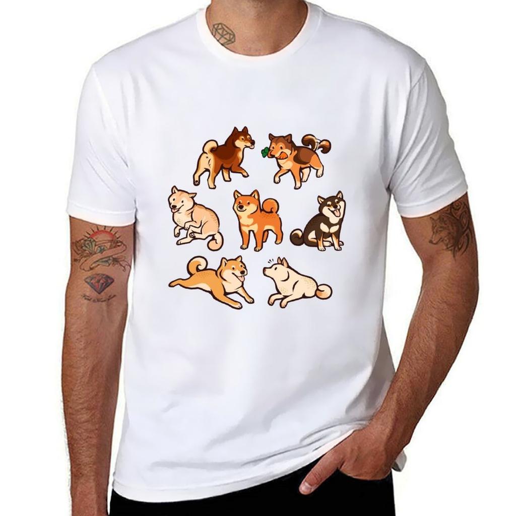 Shibes In Light Blue Tshirt All Match Print Short Sleeve Top