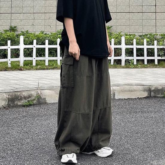 Street Workwear Men's Japanese High Street Harajuku Straight Loose Trend Hong Kong Style Retro Wide Leg Pants Plus Size