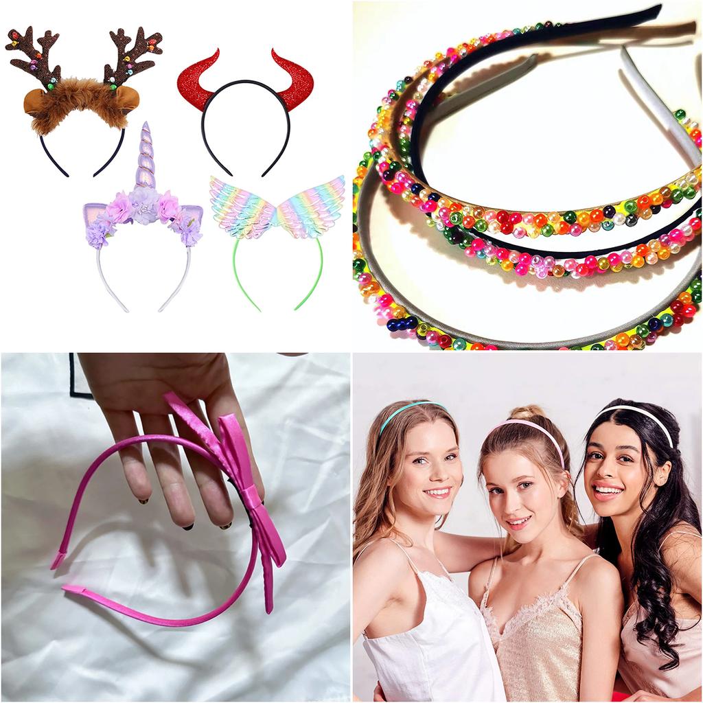 10Pcs Colorful Fabric Covered Headbands Hair Hoops Blank Base Settings DIY Hair Accessories Headwear Girls Makeup Wash Hairband