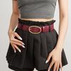 Grain Stone Womens Pu Leather Belt With Twists Oval Metal Buckle Everyday For