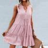 Women's Summer Casual Sleeveless V-Neck Solid Color Dresses Short Beach Vacation Dresses
