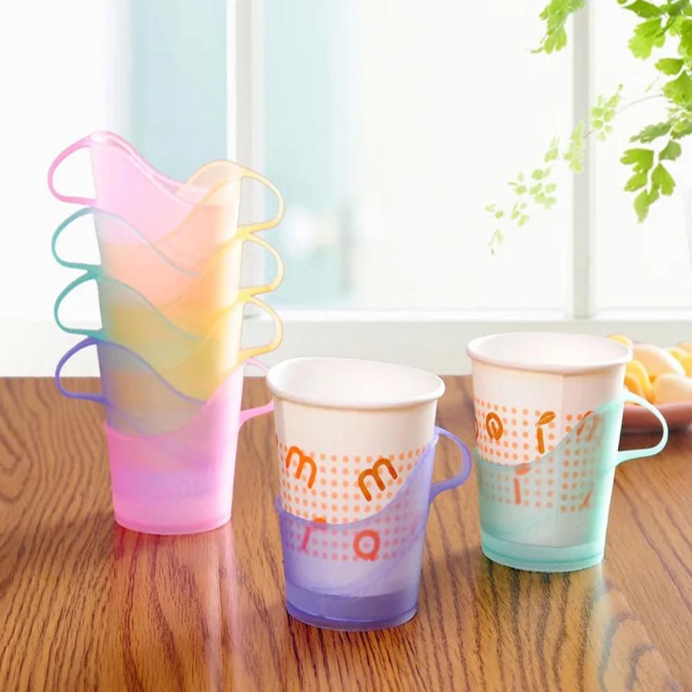 

10pcs Anti-Scald Insulated Disposable Paper Cup Holder Plastic Paper Cup Stand Glass Cup random color