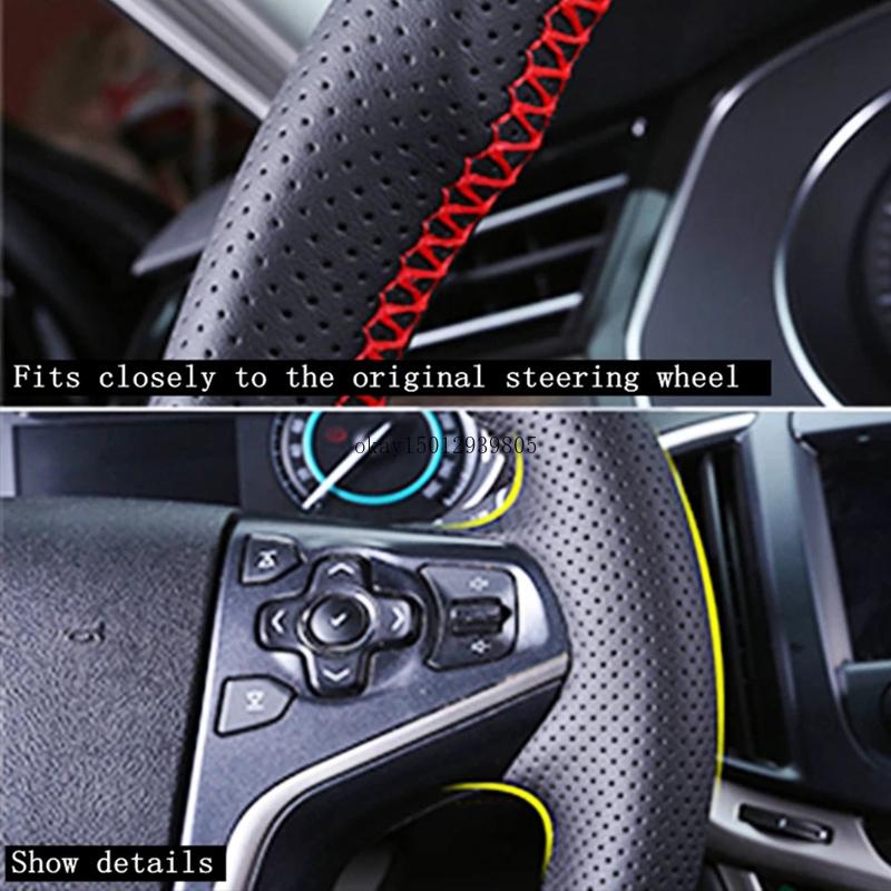 Hand Stitched Sports style Genuine Leather Car Steering Wheel Cover For Alfa Romeo Stelvio Giulia - car Interior