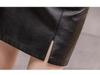 Petite High-Waist Black Leather A-Line Skirt - Autumn/Winter Wrap with Hip Split
