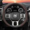 Zkfan8 Suitable for Ram Perforated Leather Steering Wheel Cover, Non-Slip, Sweat-Absorbent, Breathable, Integrated Snap-On Protective Cover for Pickup