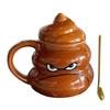 Ceașcă din ceramică Poop, cești de cafea creative cu lingură de 480 ml pentru birouri de acasă, cană pentru băuturi cu farsă obraznică pentru cadou de Crăciun de naștere