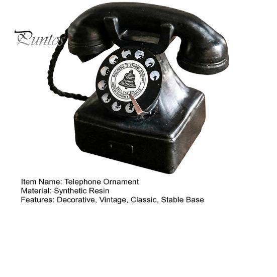 Matte Black Phone Ornament Old Telephone Ornaments, Mini Retro Desk Phone, Vintage Classic Landline Resin Decorative Nostalgic Home Office Decor Shop