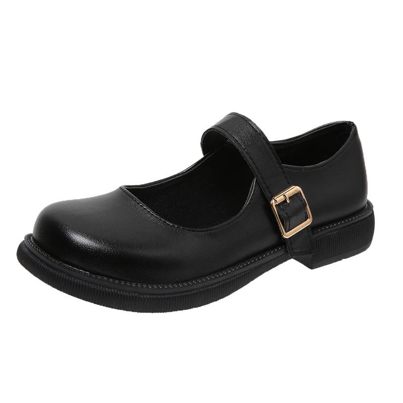 Mary Jane Women's 2025 Retro Japanese Leather Shoes - Casual Korean & British Style, Thick Sole, Round Toe