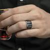 New Hot Selling Silver Plated Stainless Steel Vintage black face zircon ring For Men Ring Jewelry Accessories