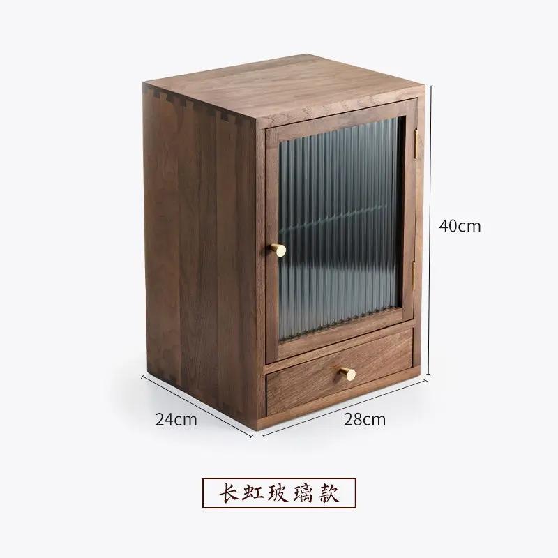BEPAN Walnut table top drawer storage cabinet Solid wood small cabinet teacups hand wooden storage cabinet